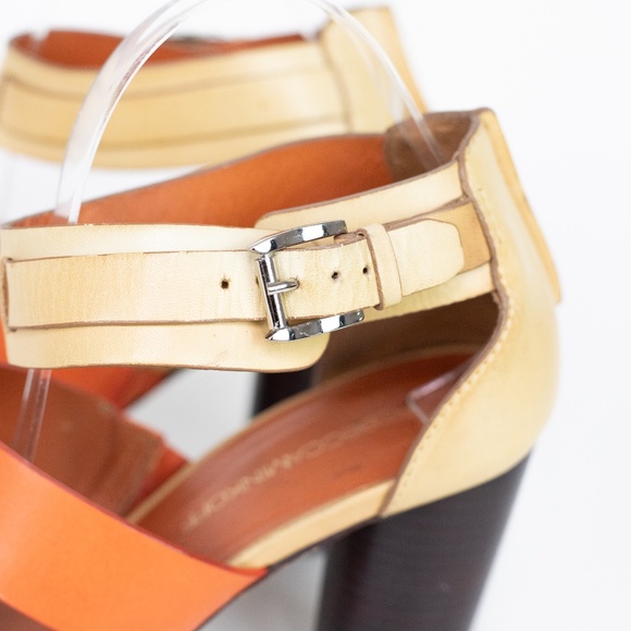 Rebecca Minkoff Orange Sandals Strappy Stacked Heels 10M - Picture 10 of 14